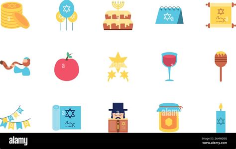 Jewish Icon Set Design Hanukkah Holiday Celebration Judaism Religion