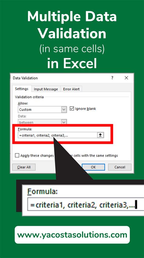 3 Steps Apply Multiple Data Validation To Same Cells In Excel Laravel