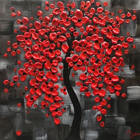 Red Tree Wall Decor Small Wall Art Art For Office By Zarasshop