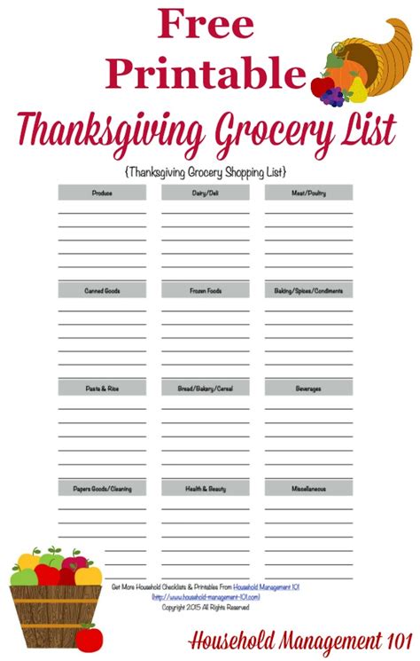 Planning thanksgiving dinner running a household. Printable Thanksgiving Grocery List & Shopping List