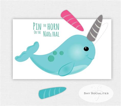 Narwhal Party Game Pin The Horn On The Narwhal Pin The Etsy