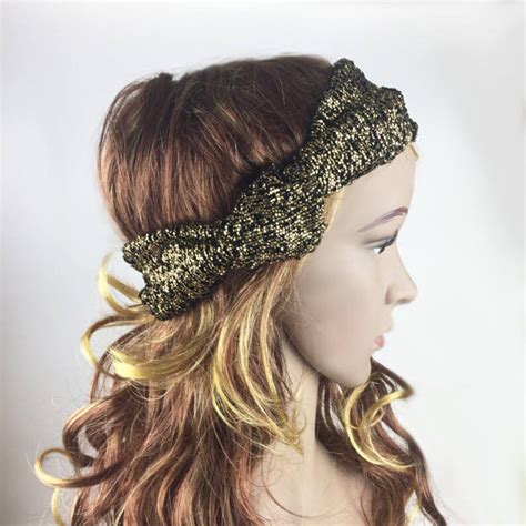 Knot Headband Gold Headband Boho Sequin Headband 20s Etsy