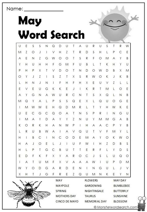 Check out this fun free May Word Search, free for use at home or in