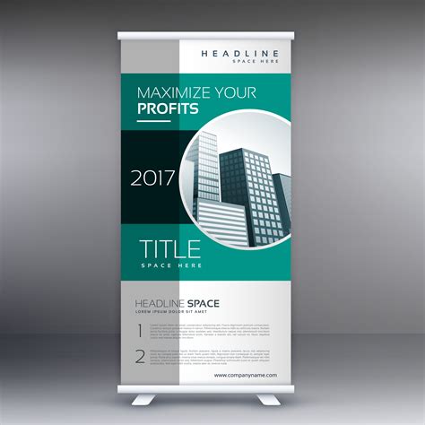 Corporate Green Modern Standee Roll Up Banner Design For Busines