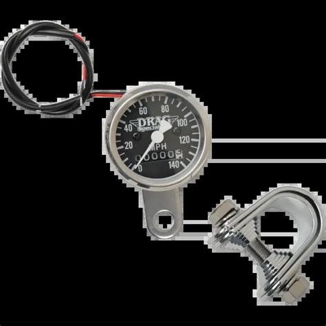 Drag Specialties Mini Speedometer Speedo Gauge Chrome Black Face 140mph