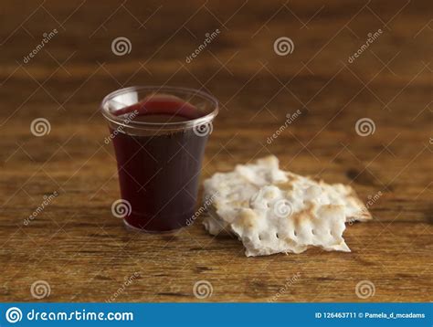 Christian Communion Of Wine And Unleavened Bread Stock Image Image Of
