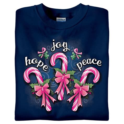 Hope Joy Peace Holiday Breast Cancer Awareness Shirts