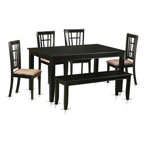 East West Furniture Dudley 6 Piece Rectangular Dining Table Set With
