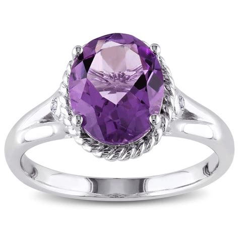 Shop Miadora Sterling Silver Amethyst And Created White Sapphire Ring