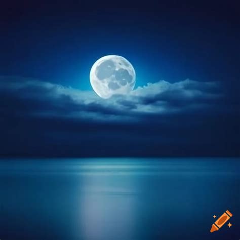 Blue Moon Over The Ocean On Craiyon