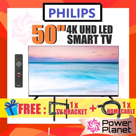 [free Tv Bracket And Hdmi Cable] Philips Tv 50 4k Uhd Led 50put6604 68 Smart Tv50put6604
