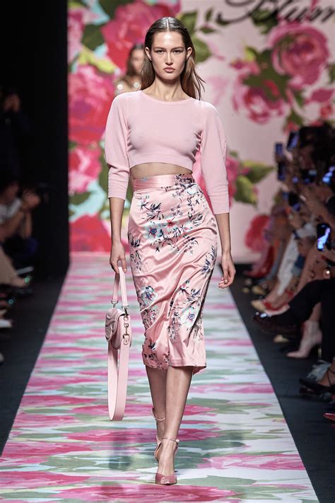 Blumarine Spring Runway Floral Midi Skirt Clothia Fashion