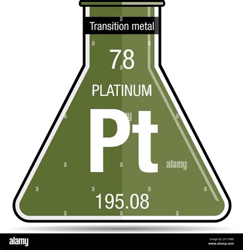 Símbolo De Platino En Matraz Químico Elemento Número 78 De La Tabla