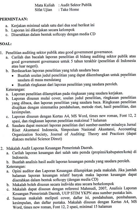 Rumusan masalah 4 bab ii pembahasan 5 a. Soal dan Jawaban UTS Audit Sektor Publik ( Jurusan Akuntansi - Universitas Brawijaya Malang ...