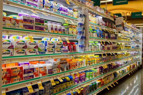 Buy medicine, vitamins supplements and natural health products. Multi Vitamin Aisle In Safeway Editorial Image - Image of ...