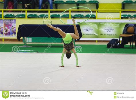Athlete Performing Her Hoop Routine Editorial Stock Image Image Of Aerobics Championship