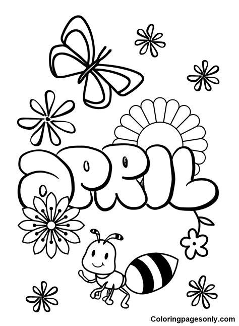 April With Cute Animals Coloring Pages April Coloring Pages
