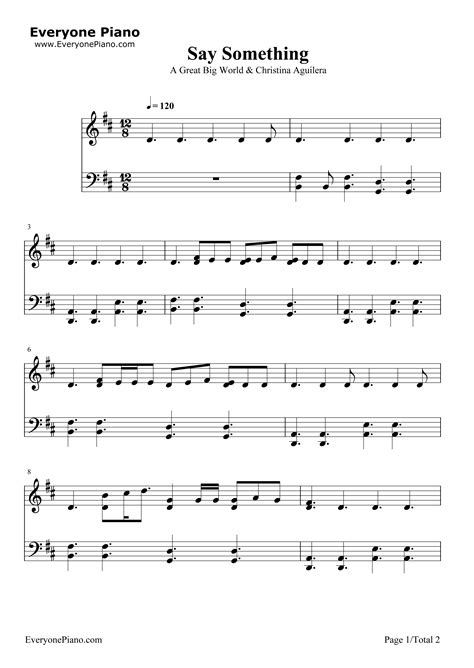 Say Something Stave Preview 1 Free Piano Sheet Music And Piano Chords