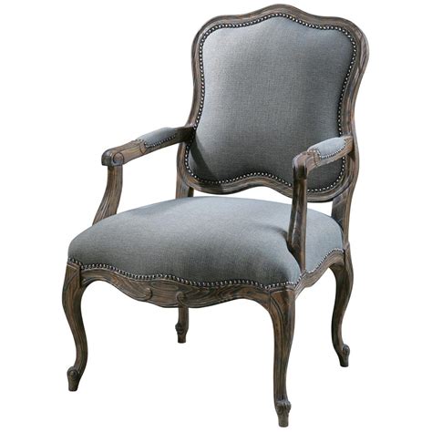 Christelle French Country Rustic Grey Mahogany Arm Chair Kathy Kuo Home