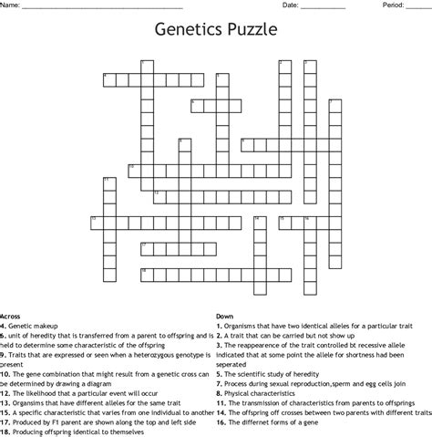 You will either see the definition on the right or you will listen to it and then you will have to write the answer. Genetics Vocabulary Crossword - WordMint