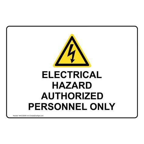 Portrait Electrical Hazard Authorized Sign With Symbol Nhep 25259