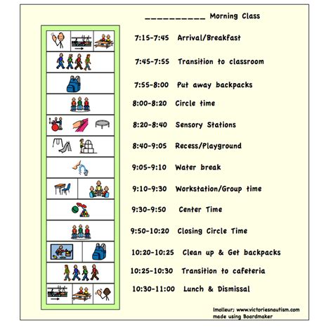 Printable Daily Schedule For Autistic Child