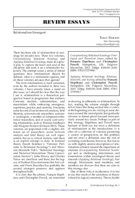 She also serves on the council for the economic sociology and rationality. (PDF) Relationalism Emergent | Emily Erikson - Academia.edu