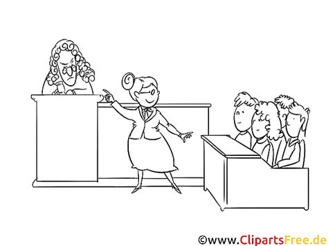 Domstolsbild Illustration Clipart Svart Och Vitt För Färgläggning