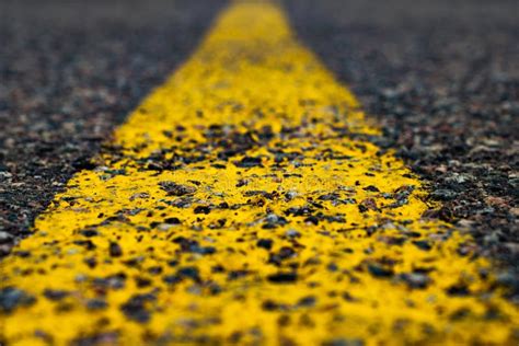 Road Marking Line With Yellow Paint On Asphalt Stock Image Image Of