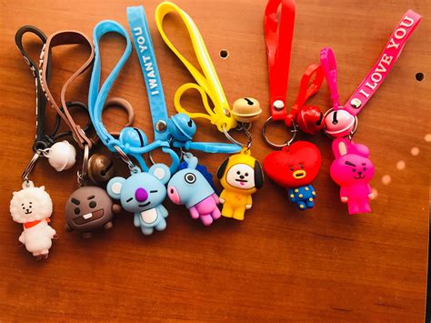 Unofficial Bt21 Keychains W Bell Charm Etsy