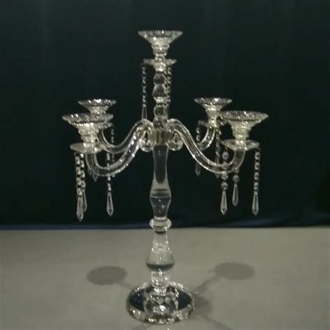 Wedding Table Centerpieces Crystal Wholesale Glass Candelabra 5 Arms