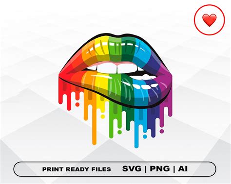 Lgbt Rainbow Dripping Lips Png Svg Ai Png Bisexual Etsy