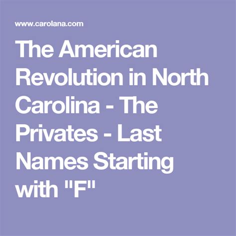 > last names start with f. The American Revolution in North Carolina - The Privates ...