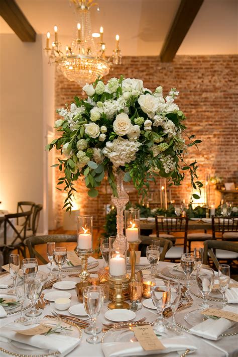Gold White And Green Reception Decor And Centerpieces Alec And Ryans