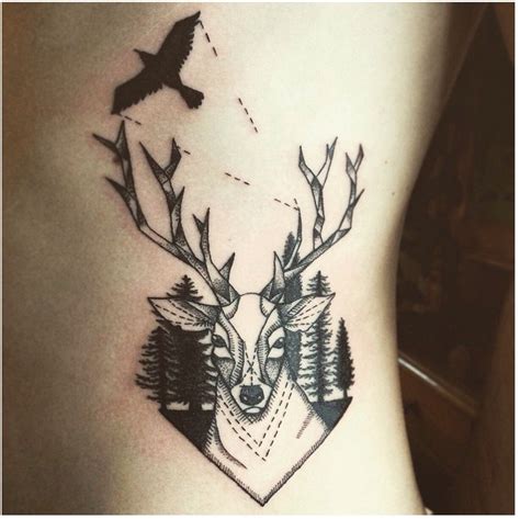 Deer Tattoo Blackwork Hipster Tattoo Floral Tattoo Sleeve Deer