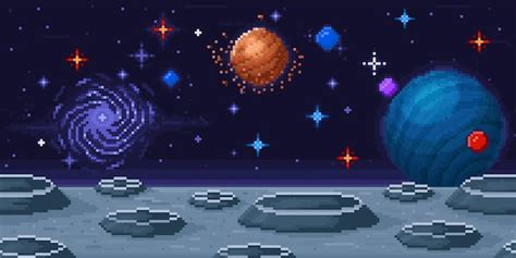 Premium Vector Pixel Art Planet Surface Space Arcade 8bit Videogame