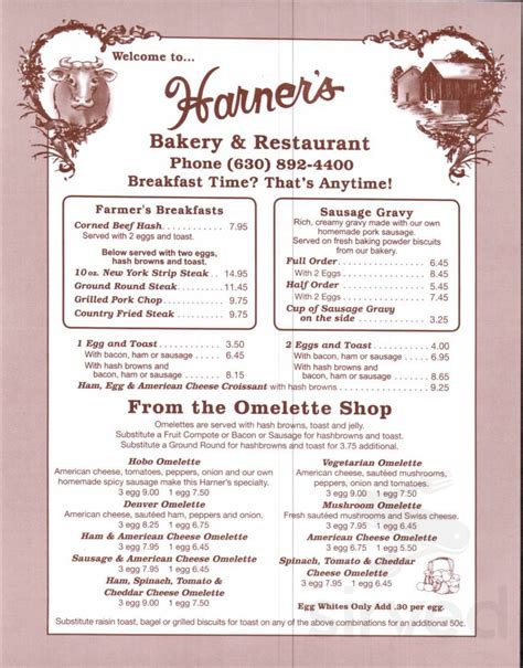 Harners Bakery Restaurant Menus In North Aurora Illinois United States