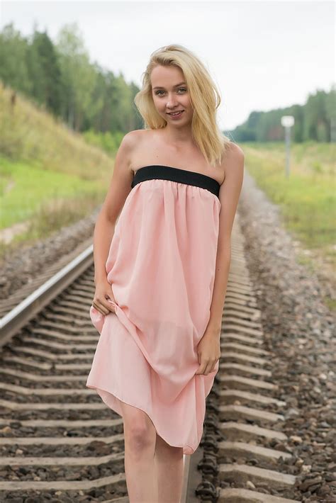 Online Crop HD Wallpaper Women Blonde Railway Rocks Grass Dress Eroticbeauty Bernie