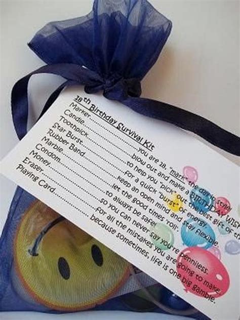 Purchasing a gift for someone celebrating an 18th birthday can be a tricky business. 18th Birthday Boy Survival Kit Novelty Fun by ...