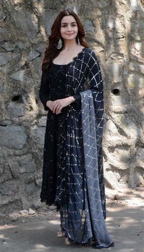 shaliniboutique alia bhatt looked pretty in a black and silver salwar kameez that she p