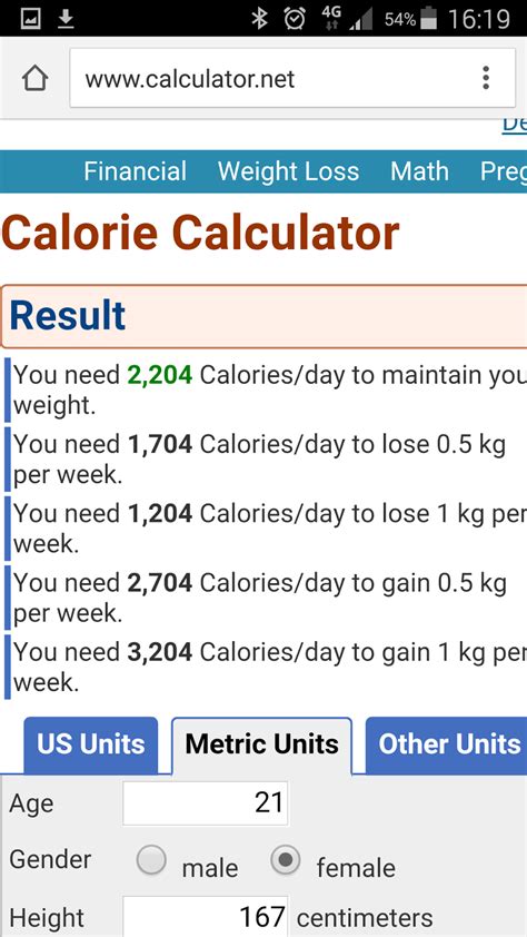 Fighting Anorexia Calorie Intake Calculators