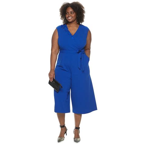 Plus Size Evri Wrap Front Capri Jumpsuit Capri Jumpsuit Jumpsuit