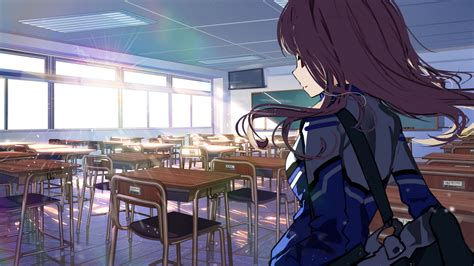Download Wallpaper 2048x1152 Girl Schoolgirl Uniform School Anime