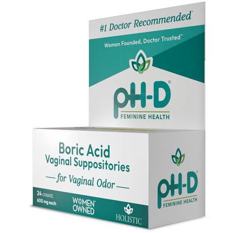 PH D Feminine Health Support Boric Acid Vaginal Suppositories Ct