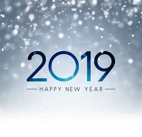 Grey Abstract Happy New Year 2019 Poster With Snow Stock Vector
