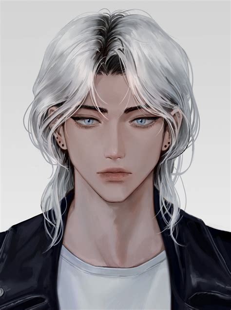 White Hair Anime Guy, Anime Boy Long Hair, Anime Hair, Silver White