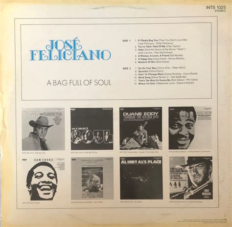 José Feliciano ‎ A Bag Full Of Soul Lp Germany 1969 Re Issue Of 1966
