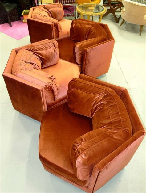 Hexagonal Club Chairs In Dr Pepper Velvet From American Hustle 70s