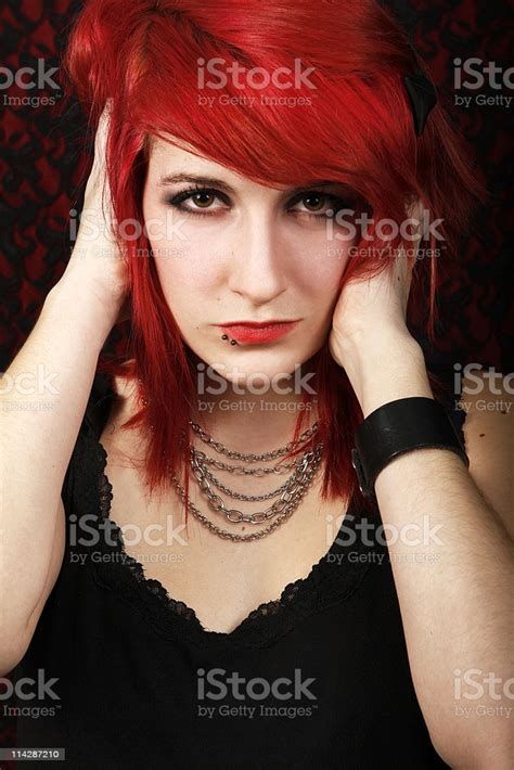 Punk Red Hair Girl With Piercings Stock Photo Download Image Now Istock