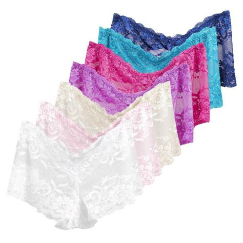 Linen Purity Womens Lace Boyshort Panties Floral Lace Underwear Plus